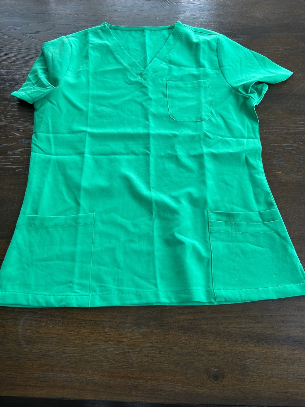 Bright Green Medical Scrub Set - V-Neck Top & Drawstring Pants - Picture 2 of 5